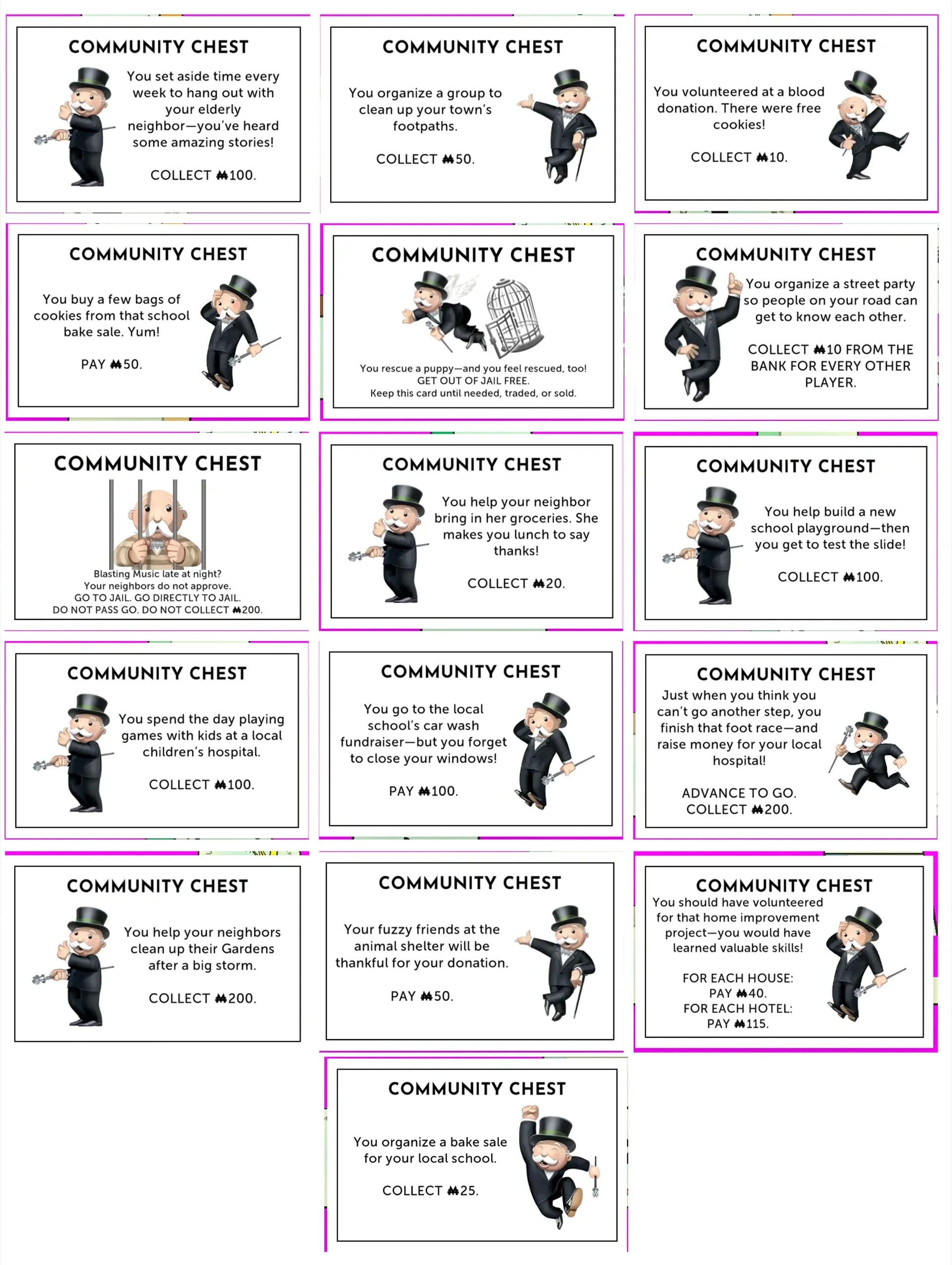 Monopoly New Community Chest Cards